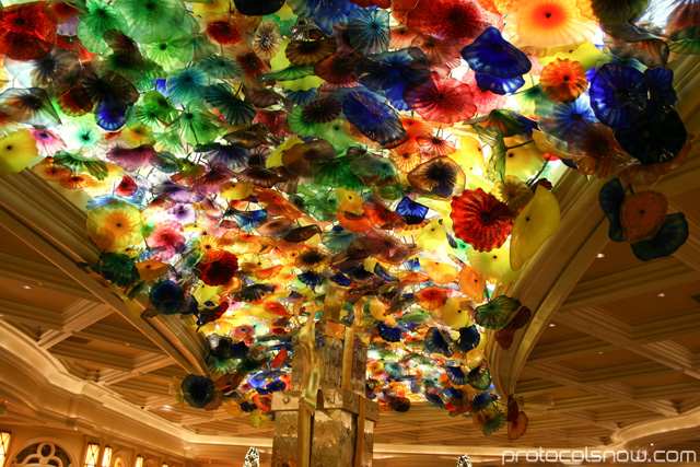 Aria CityCenter complex Las Vegas resort casino hotel Chihuly art gallery glass Bellagio ceiling