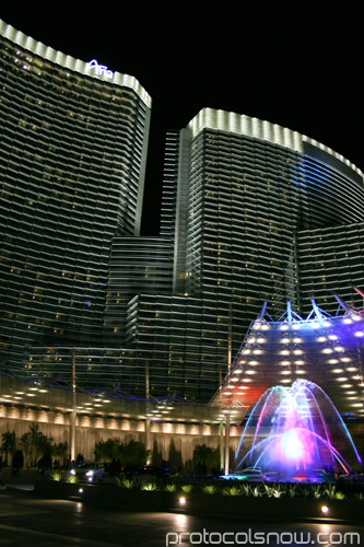 Aria CityCenter complex Las Vegas resort casino hotel WET design Lumia water fountain