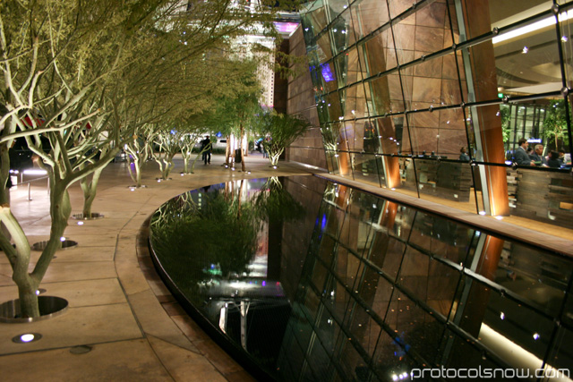 Aria CityCenter complex Las Vegas resort casino hotel reflecting water pool park