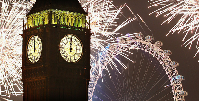 New Year's Eve NYE 2010 2011 UK London Eye Big Ben fireworks viewing celebration