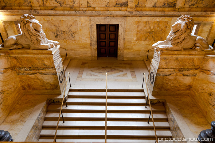 Boston Public Library entrance hall lions stairs McKim building