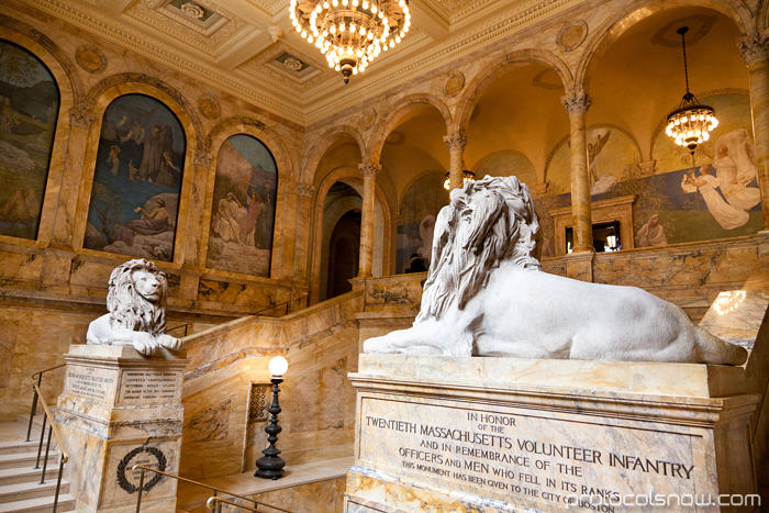 Boston Public Library entrance hall lions stairs McKim building