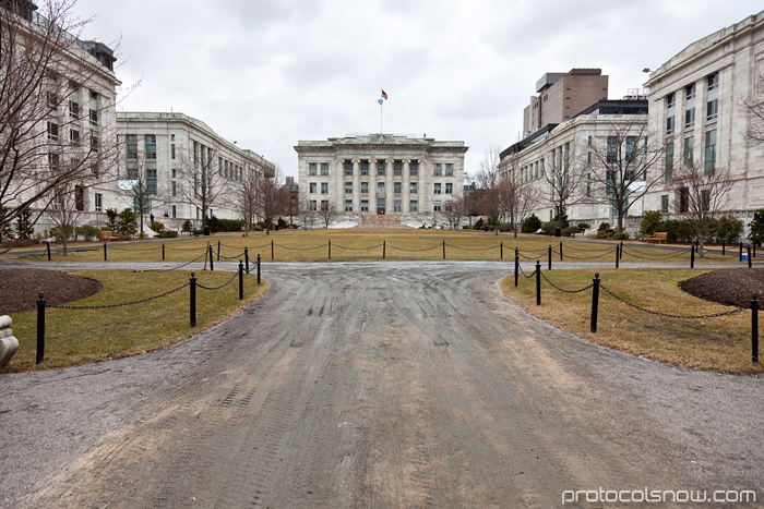 Harvard Medical School quad marble buildings