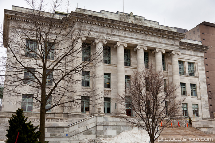 Harvard Medical School quad marble buildings