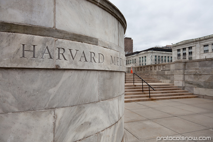 Harvard Medical School quad marble buildings