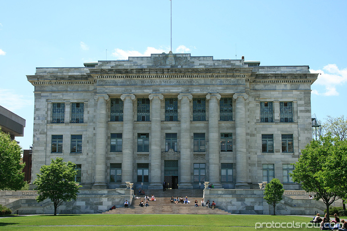 Harvard Medical School quad marble buildings