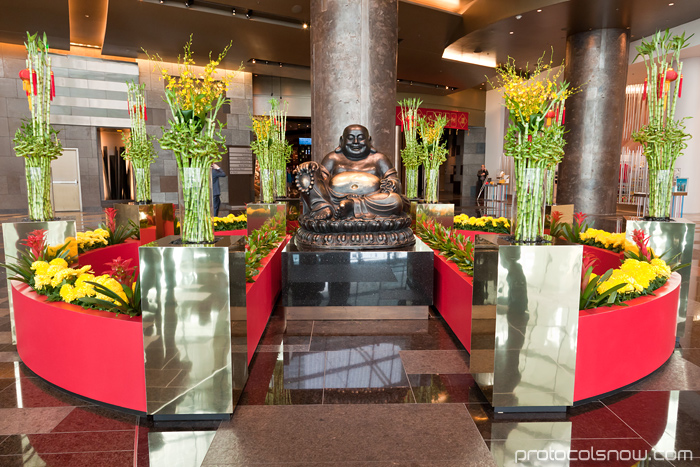 Las Vegas Chinese New Year dragon decorations celebration Aria hotel casino Buddha