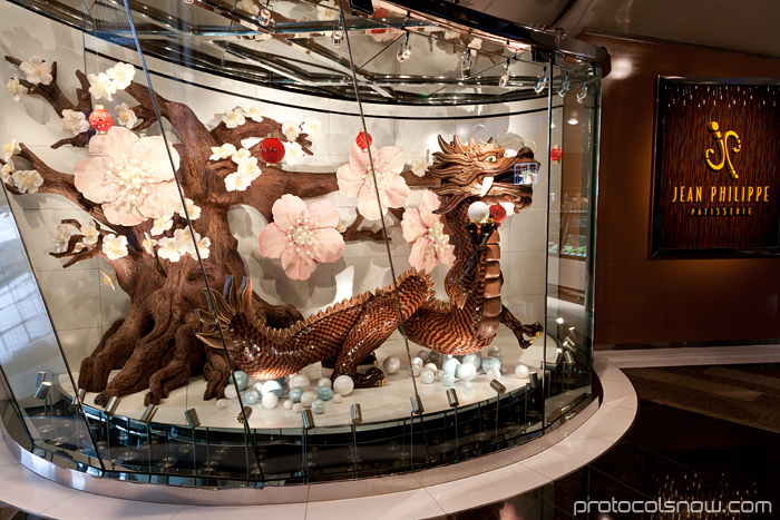 Las Vegas Chinese New Year dragon decorations celebration Aria hotel casino Chocolate dragon Jean Philippe