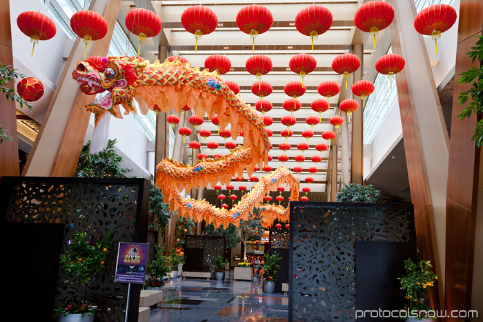 Las Vegas Chinese New Year dragon decorations celebration Aria hotel casino