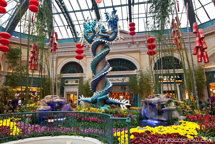 Las Vegas Chinese New Year dragon decorations celebration Bellagio conservatory hotel casino