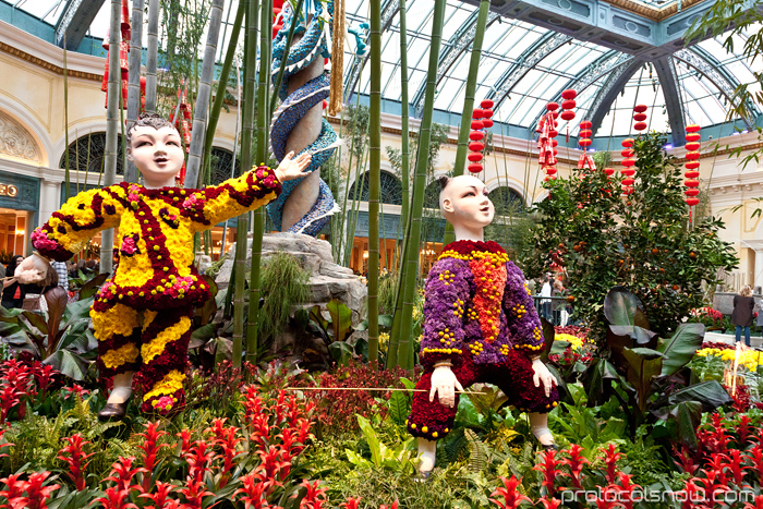 Las Vegas Chinese New Year dragon decorations celebration Bellagio conservatory hotel casino