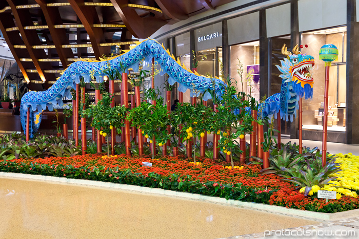 Las Vegas Chinese New Year dragon decorations celebration Crystals mall CityCenter